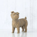 Small golden/grey dog figurine standing up